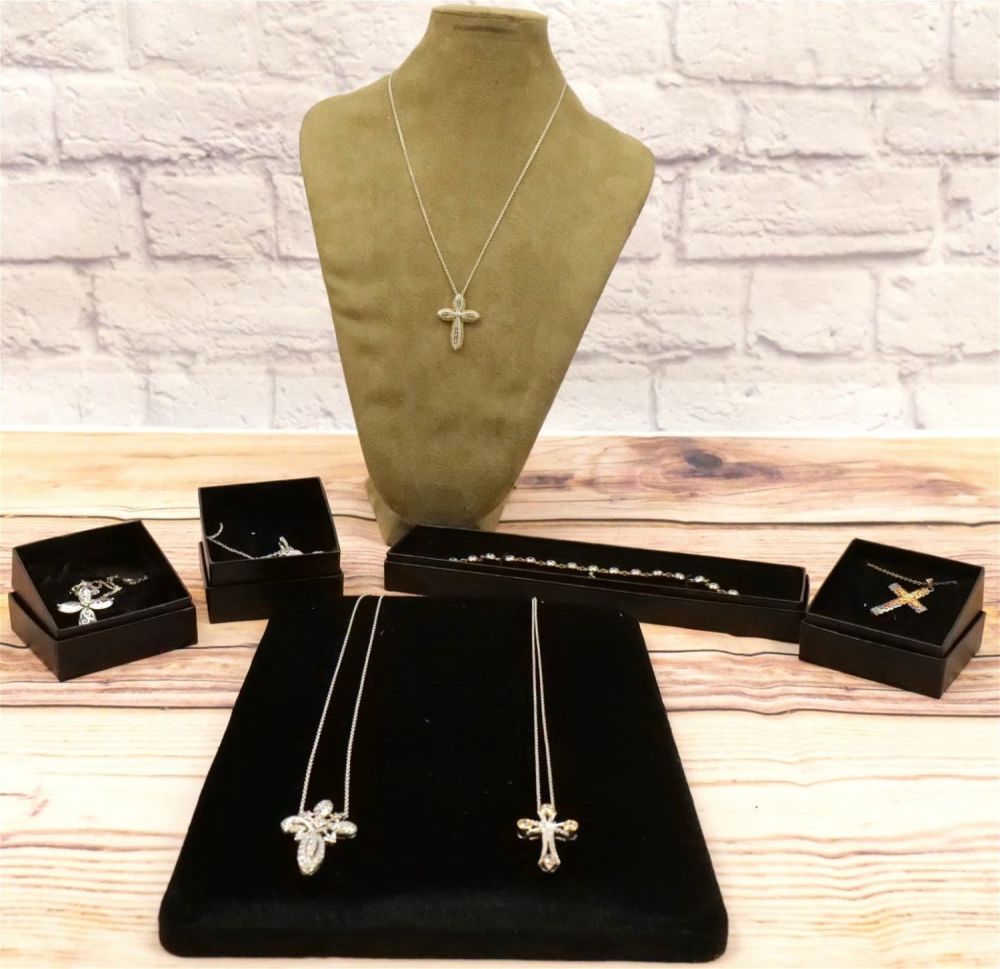 Lot 192: Lot of Sterling Silver Cross Jewelry