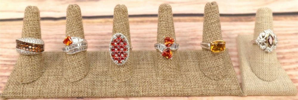 Lot 204: Lot of 6 Sterling and Purple Stone Rings