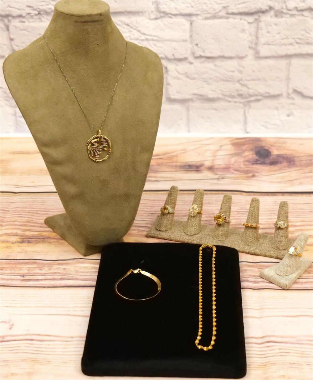 Lot 206: Lot of Gold Tone Sterling Jewelry