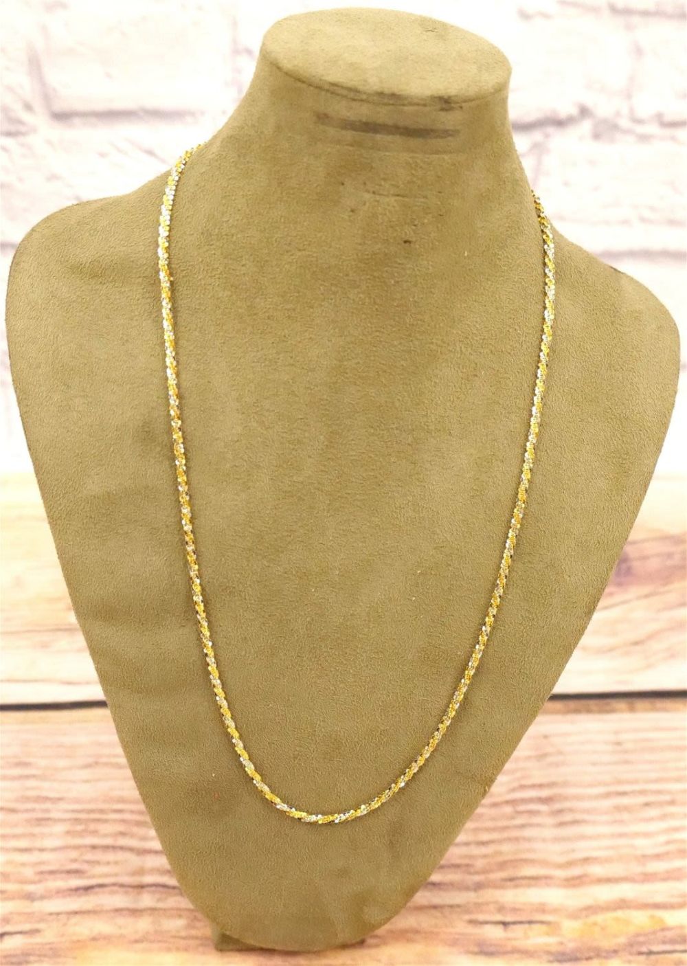 Lot 228: 14k Yellow and White Gold Rope Chain Necklace