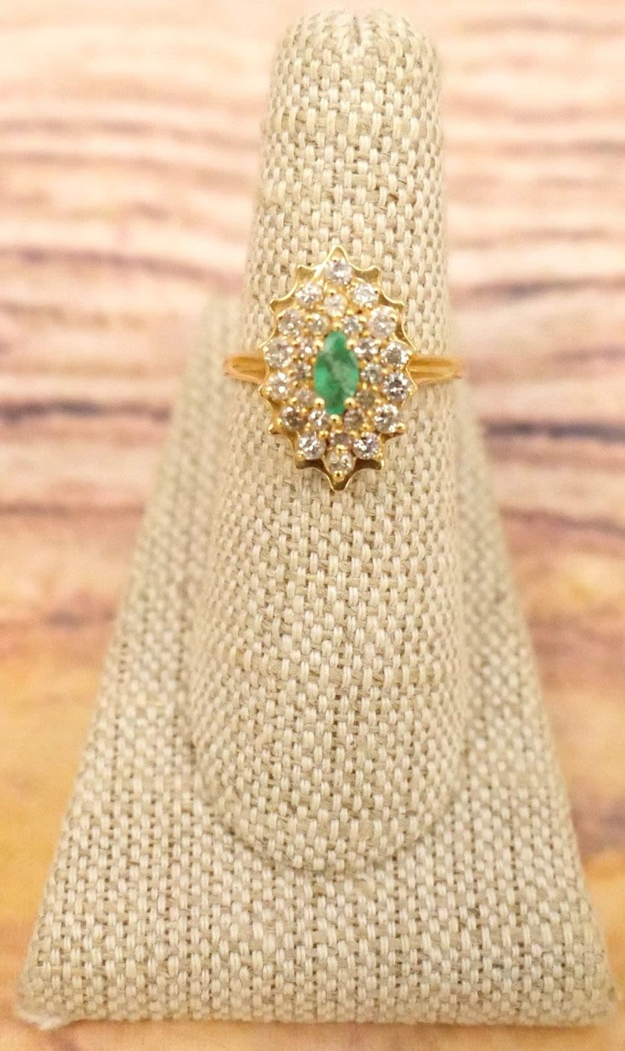 Lot 233: 14k Diamond and Emerald Ring
