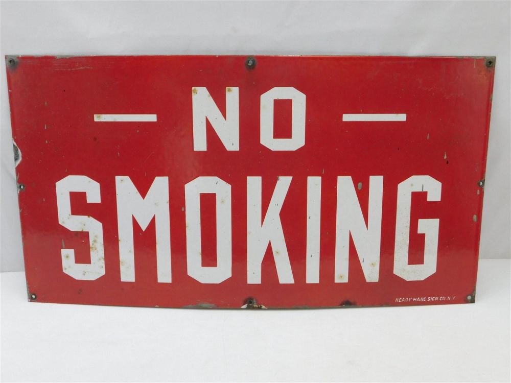 Lot 151: Vintage Porcelain No Smoking Sign