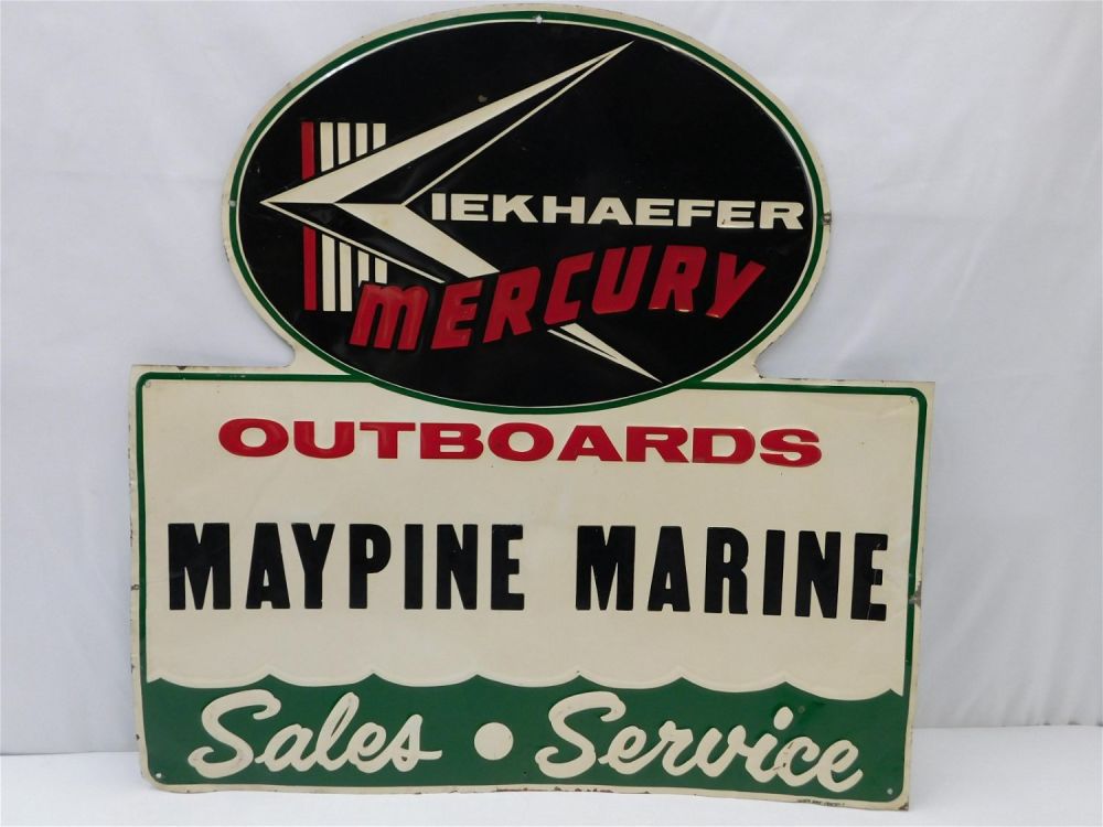 Lot 152: Vintage Kiekhaefer Mercury Outboards Tin Sign