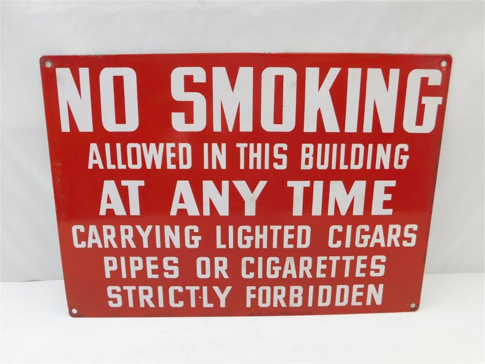Lot 154: Vintage No Smoking Porcelain Sign