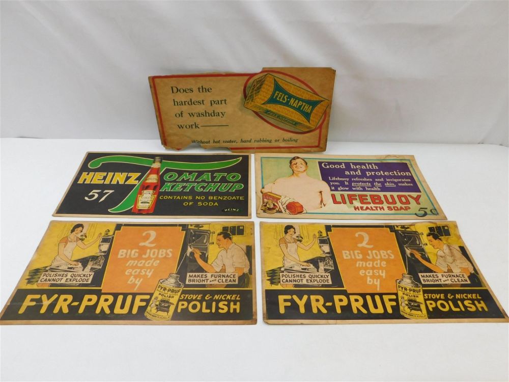 Lot 158: Lot of 5 Vintage Cardboard Advertisements