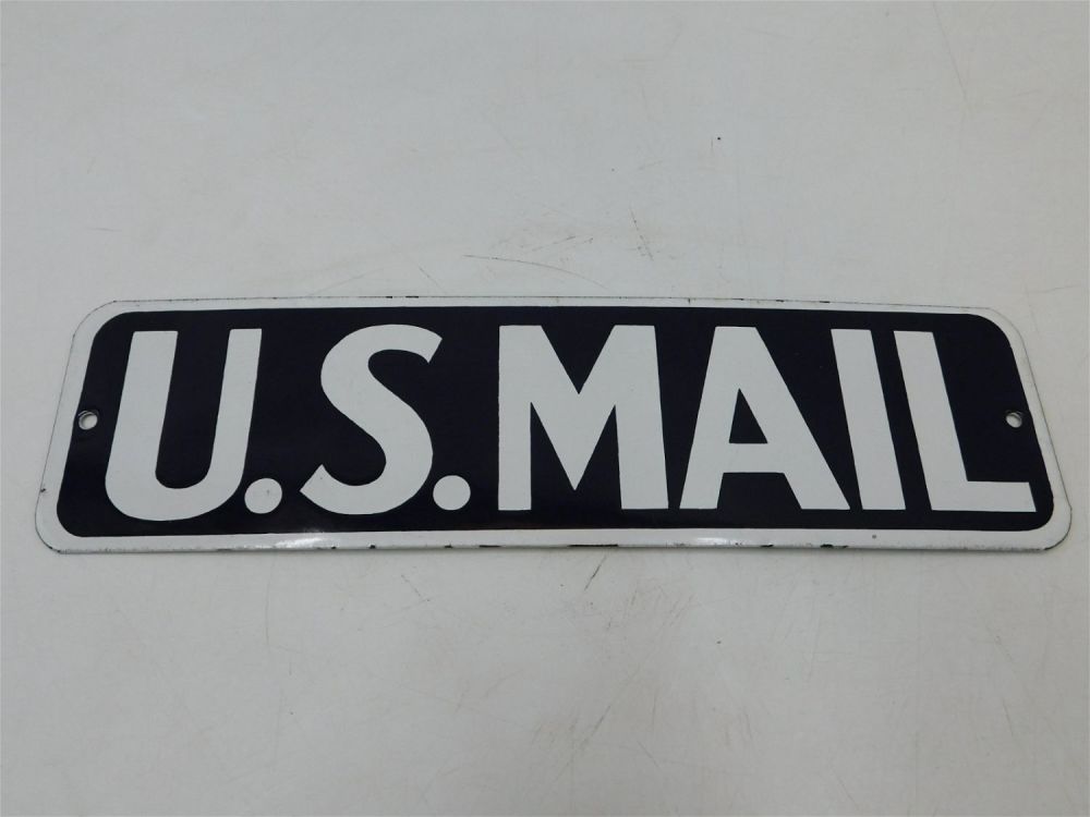 Lot 161: Vintage US Mail Porcelain Sign