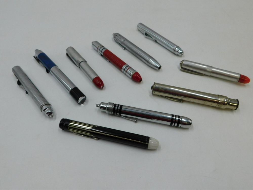 Lot 171: Lot of 10 Vintage Battery Operated Pen Flashlights