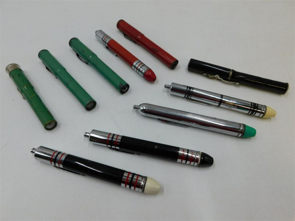 Lot 173: Lot of 10 Vintage Pen Style Flashlights