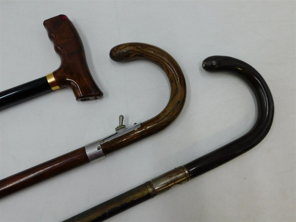 Lot 181: Lot of 3 Vintage Flashlight Walking Sticks