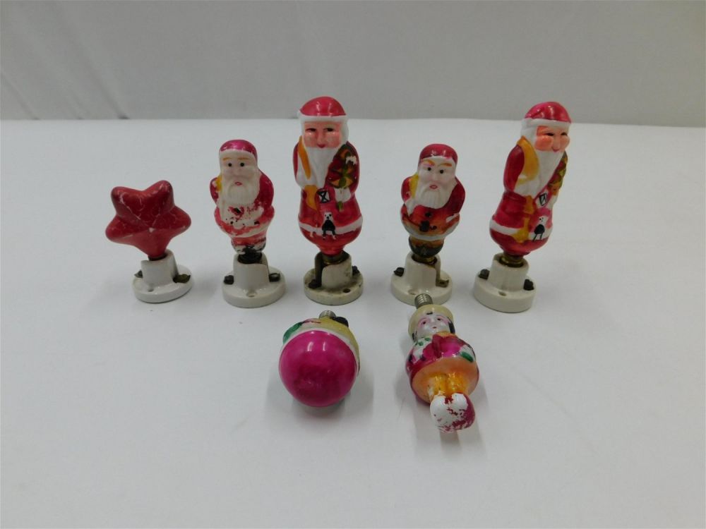 Lot 195: Lot of 7 Antique and Vintage Painted Figural Lightbulbs