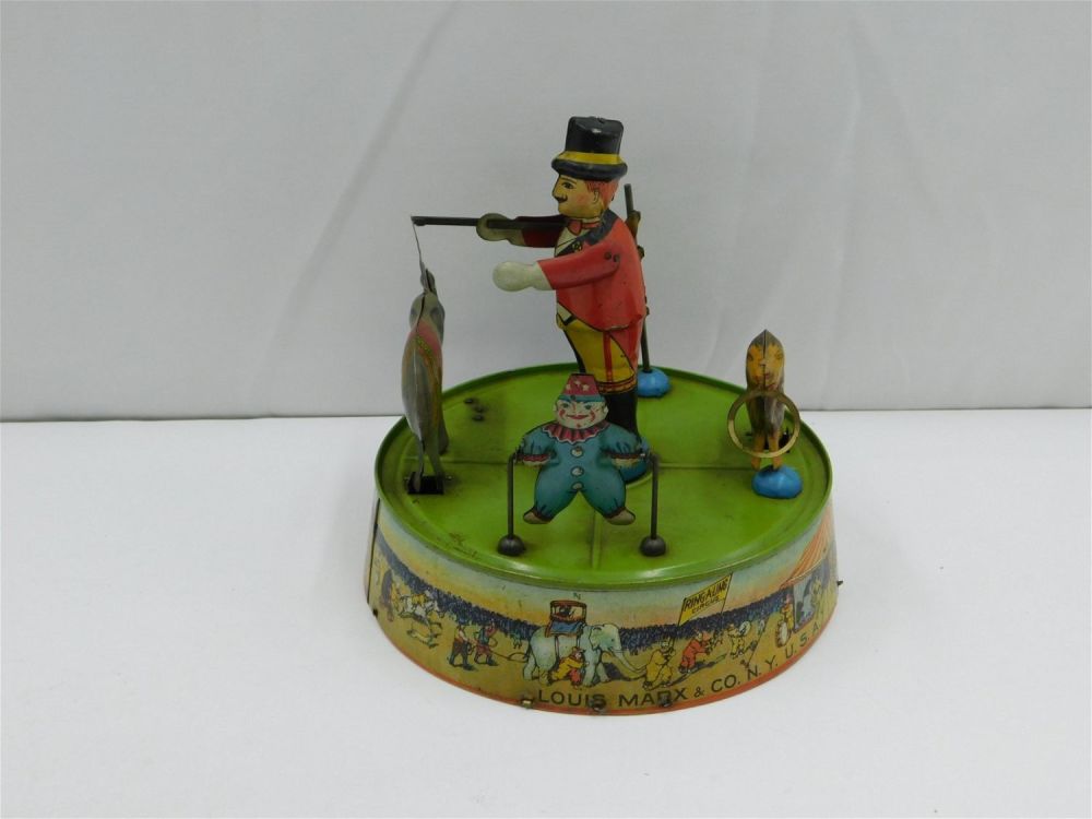 Lot 189: Vintage Marx Ring-A-Ling Circus Tin Litho Wind Up Toy