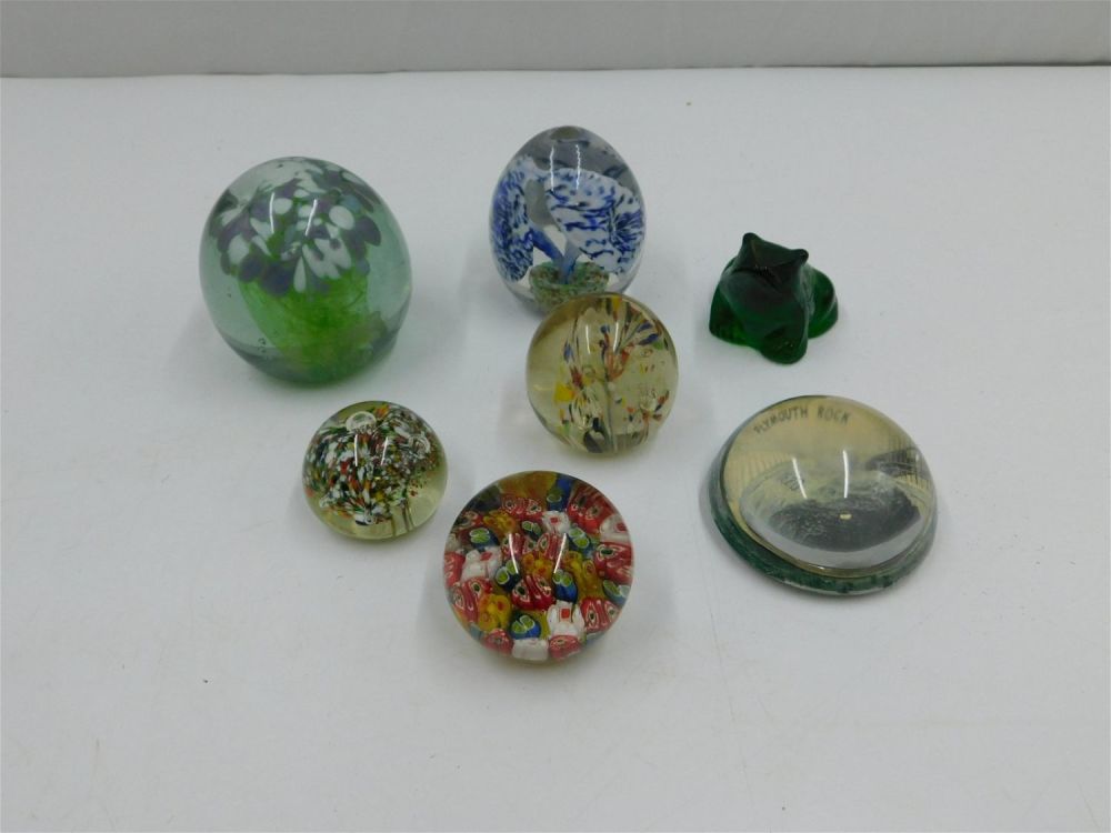 Lot 226: Lot of Paperweights and a Glass Frog Figurine