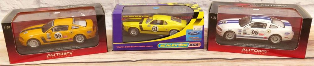 Lot 234: Lot of 3 Mustang Slot Cars - 1:32 Scale
