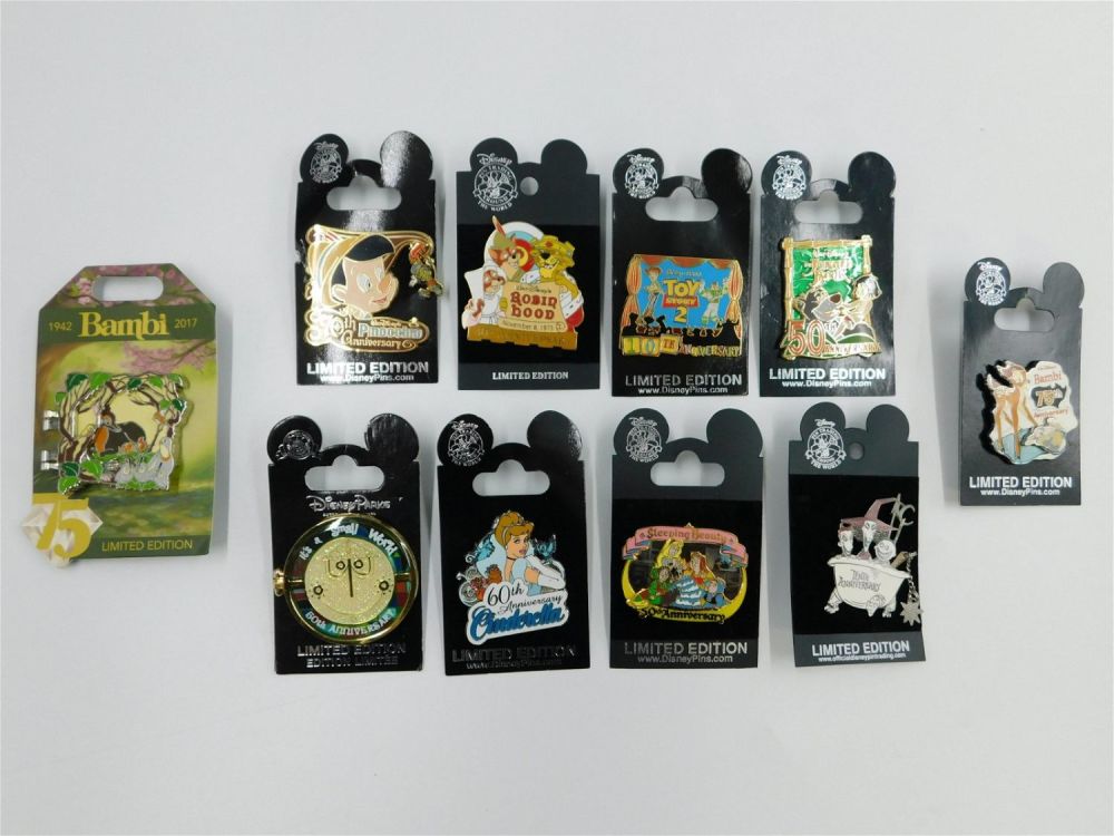 Lot 190: Lot of 10 Disney Movie and Attraction Anniversary Limited Edition Pins