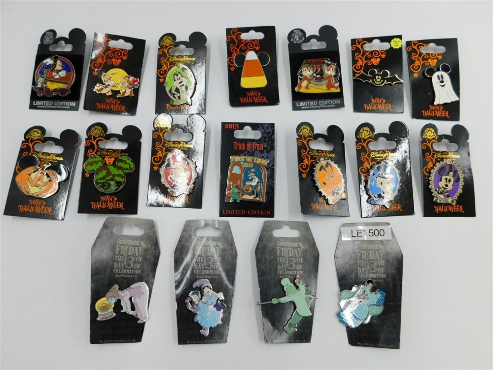 Lot 207: Lot of 18 Halloween/Friday the 13th Disney Pins