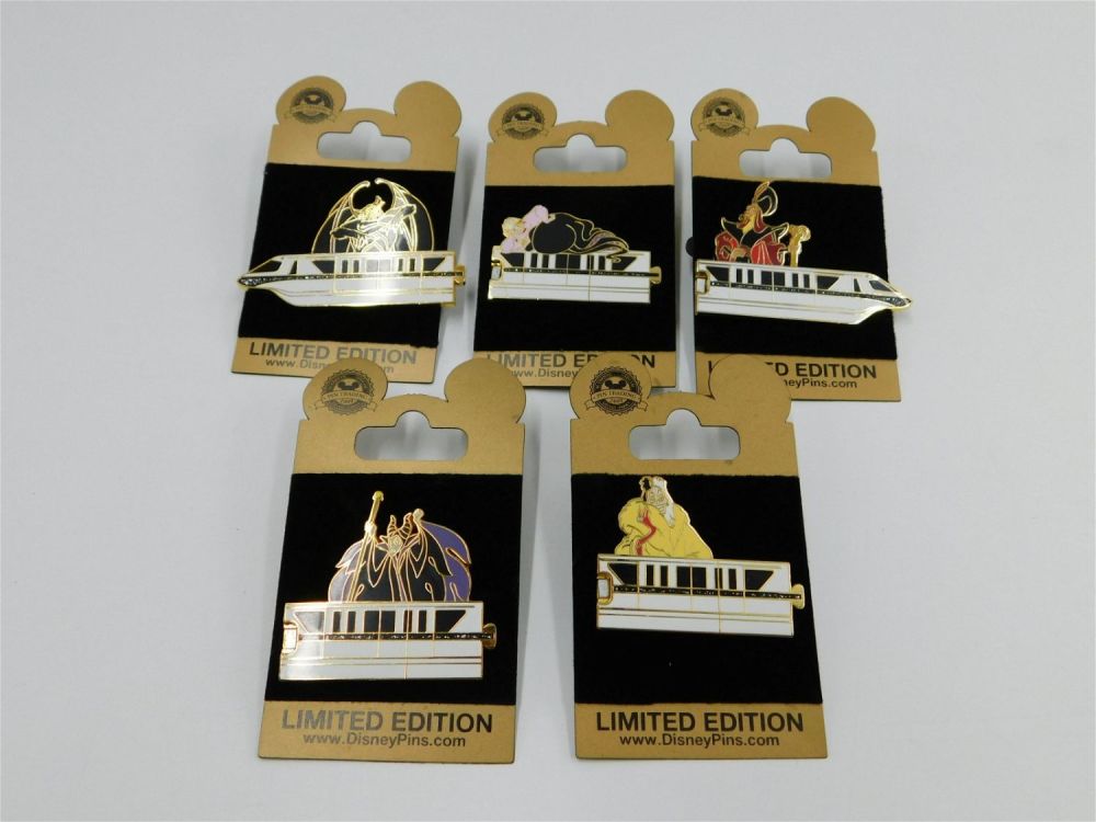 Lot 225: Disney Villains Black Monorail Pin Set - Gold Card Collection