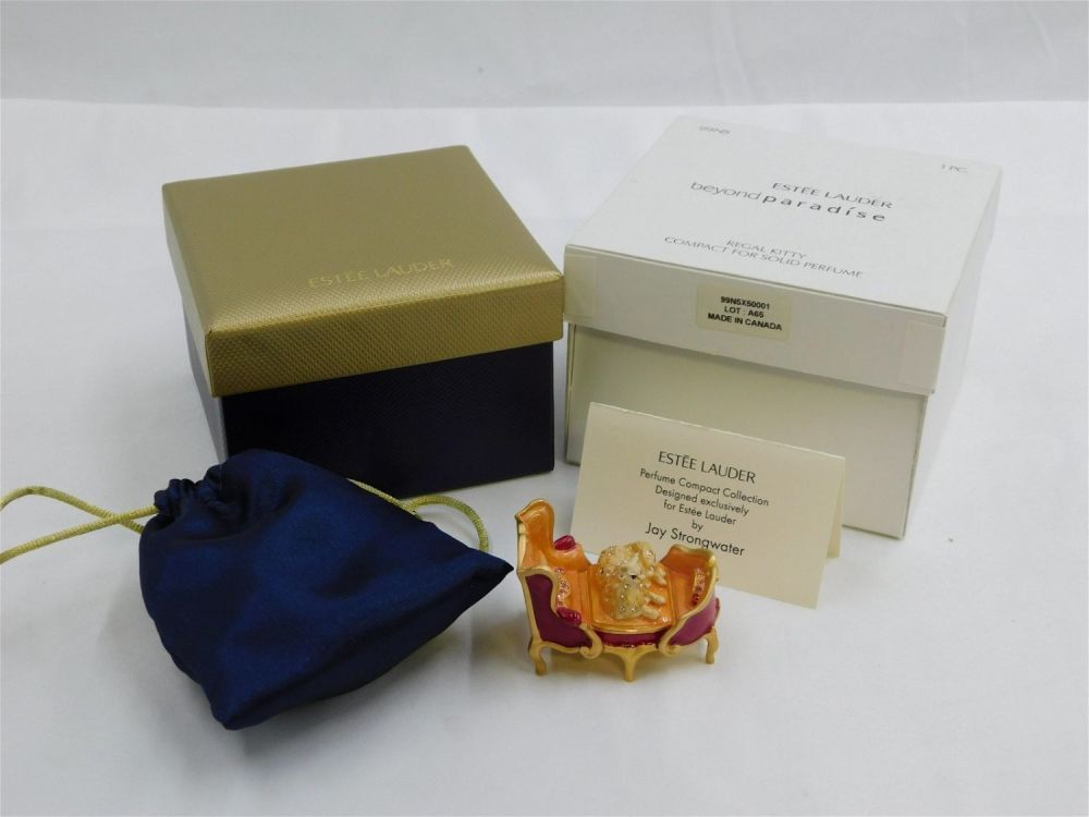 Lot 187: Jay Strongwater Estee Lauder Regal Kitty Compact