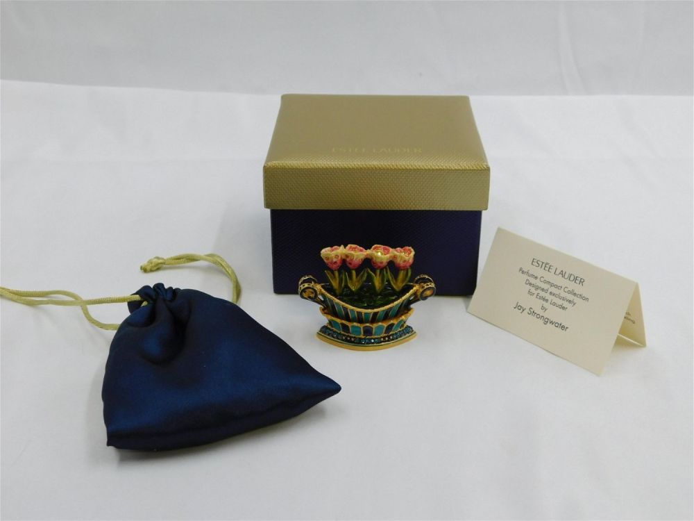 Lot 195: Jay Strongwater Estee Lauder Tulip Quartet Compact