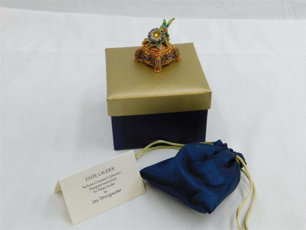 Lot 197: Jay Strongwater Estee Lauder Bird in Bloom Compact