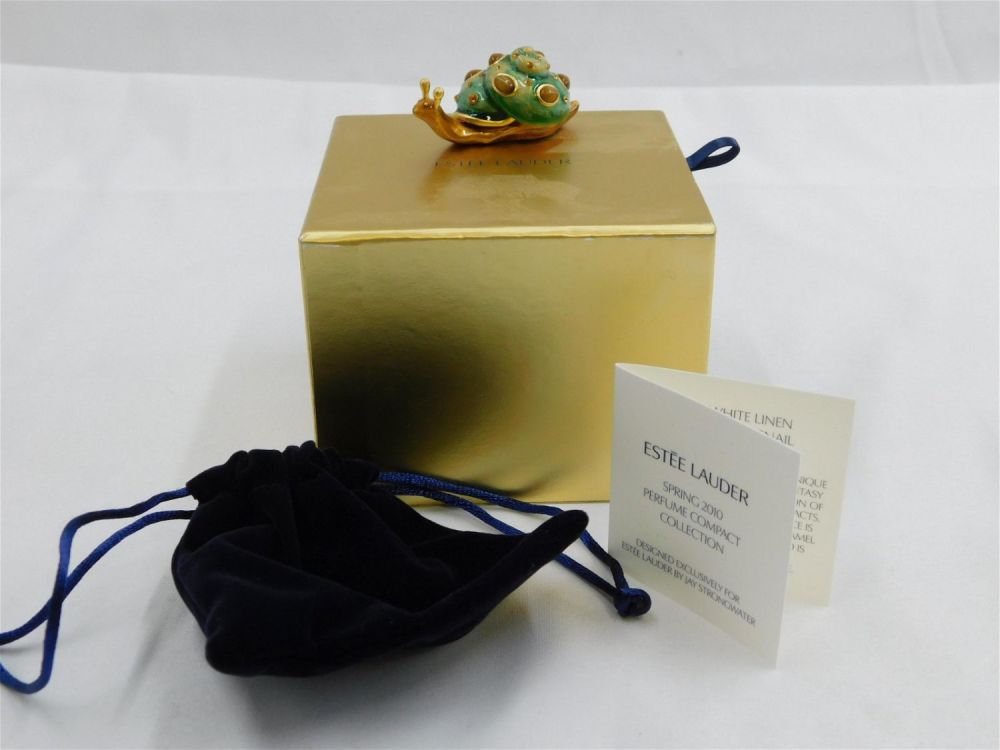 Lot 200: Jay Strongwater Estee Lauder Shimmering Snail Compact