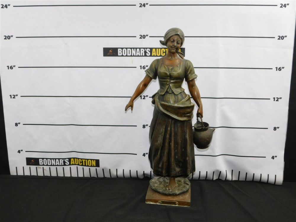Lot 154: 19th Century Mixed Metal Statue of a Woman with Jug