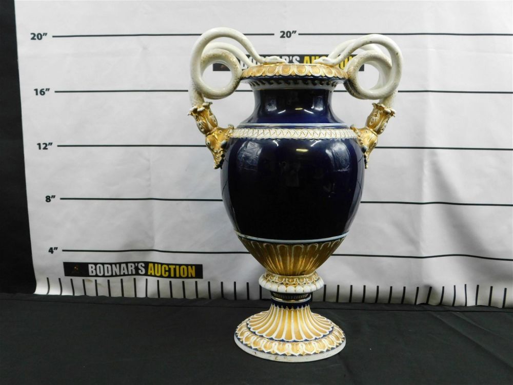 Lot 170: 19th Century Porcelain Vase with Serpent Handles