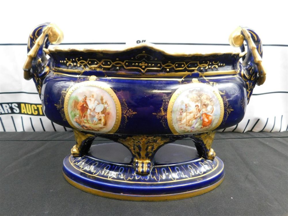 Lot 171: Porcelain Hand Painted and Transferware Center Bowl