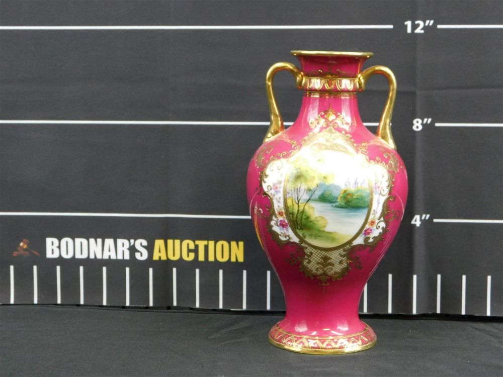 Lot 176: Noritake Hand Painted Double Handled Vase