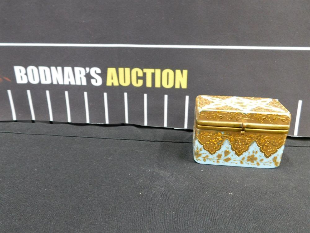 Lot 204: French Opaline and Gold Overlay Miniature Dresser Box