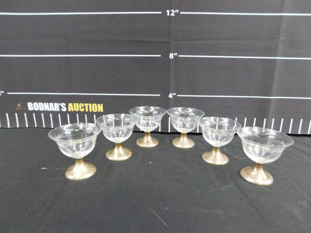Lot 211: Set of 6 Weighted Sterling Silver Based Sherbets
