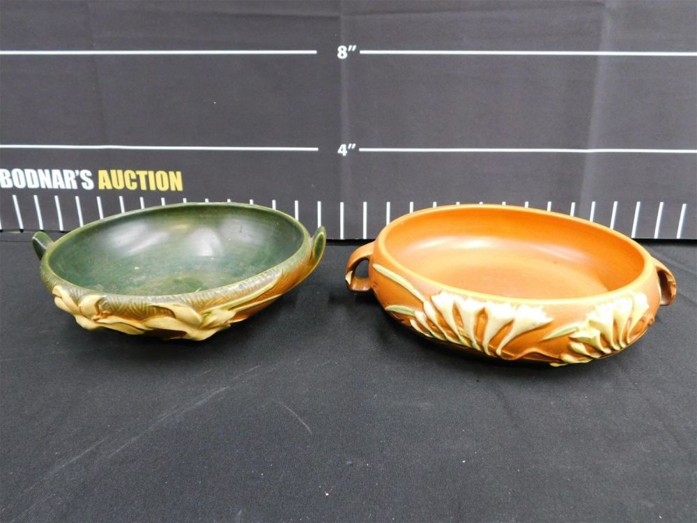 Lot 218: Lot of 2 Roseville Double Handled Center Bowls