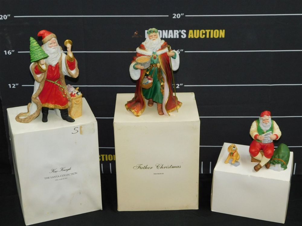 Lot 224: Lot of 3 Lenox Santa Claus Figurines