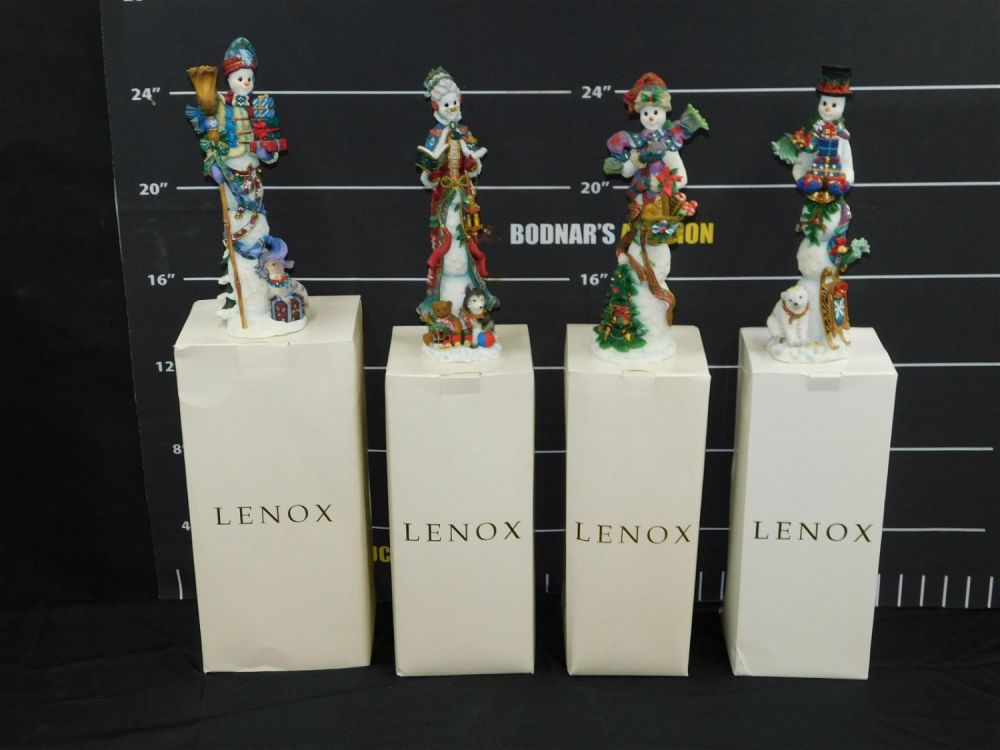 Lot 231: Lot of 4 Lenox Pencil Snowmen Figurines
