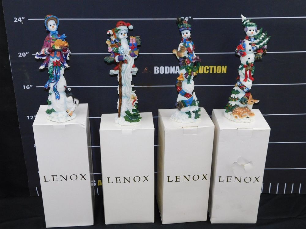 Lot 232: Lot of 4 Lenox Pencil Snowmen Figurines