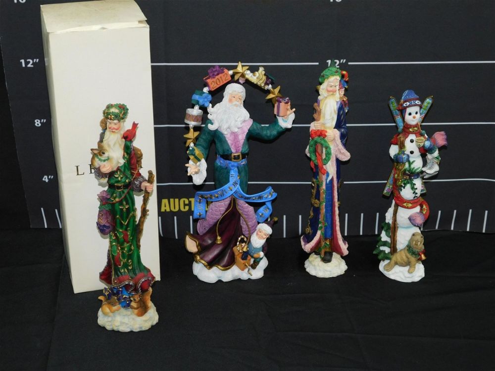 Lot 235: Lot of 4 Lenox Pencil Santa and Snowmen Figurines