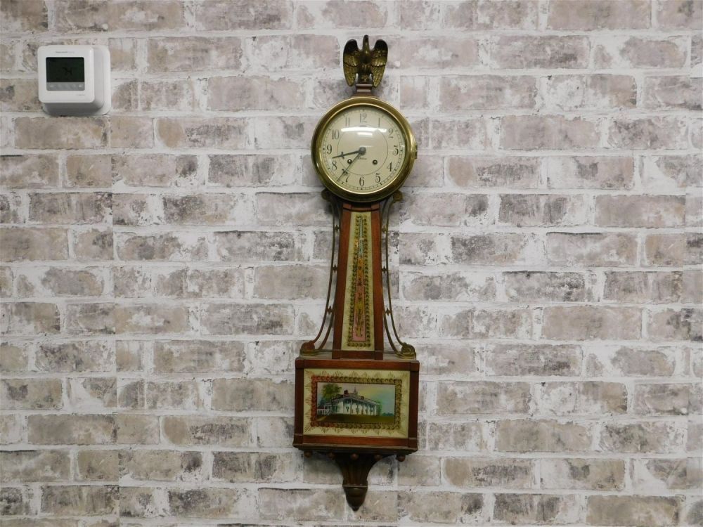 Lot 192: Chelsea Reverse Painted Banjo Clock - Mt. Vernon Portrait