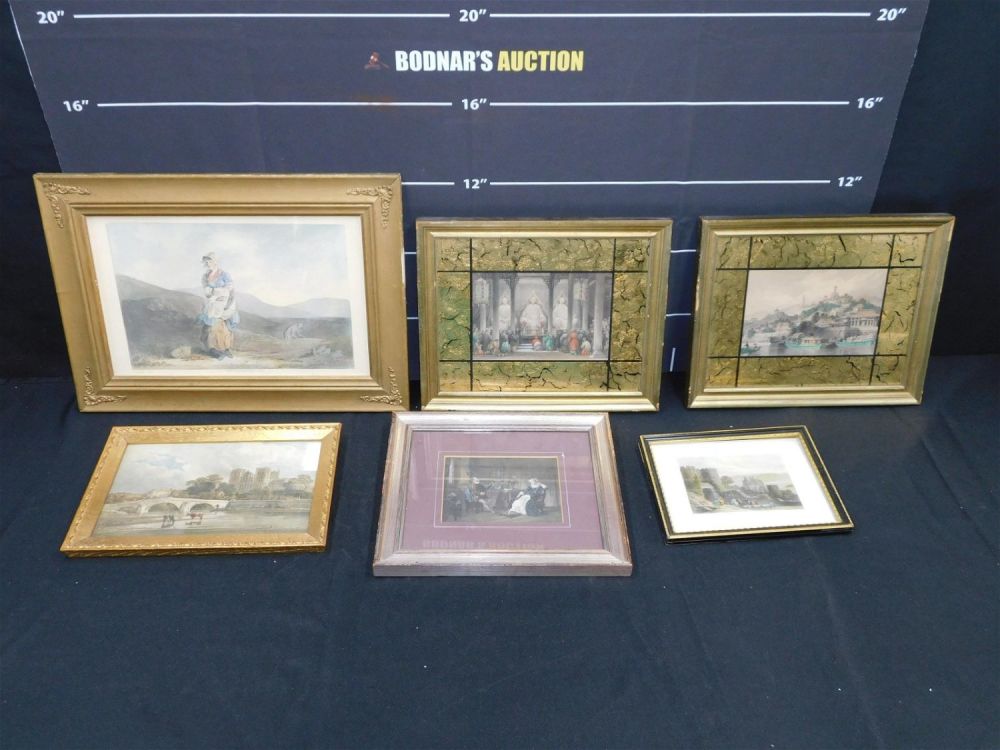 Lot 205: Lot of 6 Framed Engravings and Prints