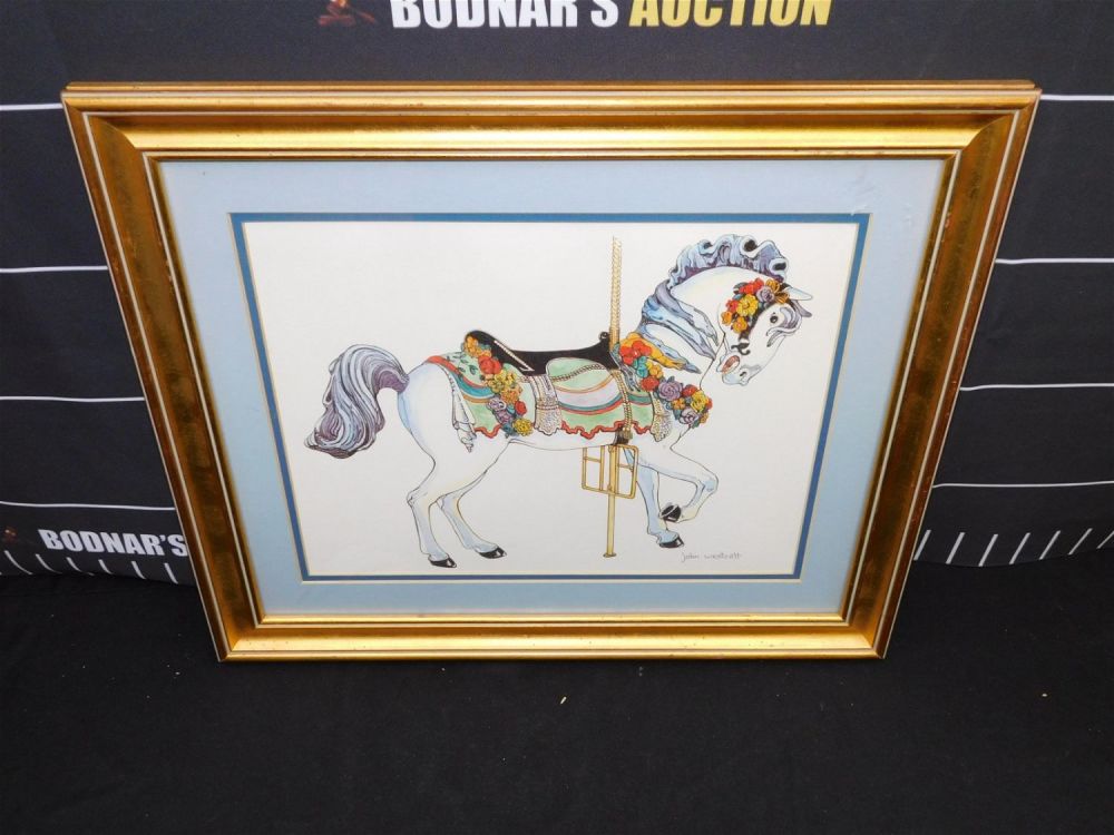 Lot 208: Framed Print of Carousel Horse