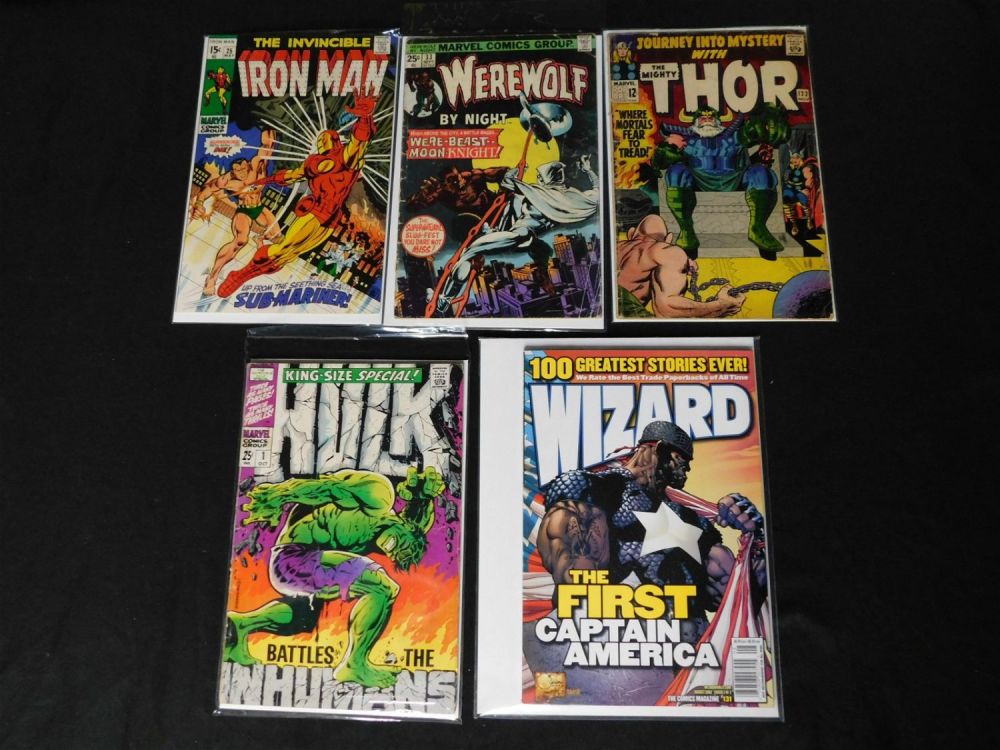 Lot 202: Lot of 4 Silver Age Marvel Comics and Wizard Magazine