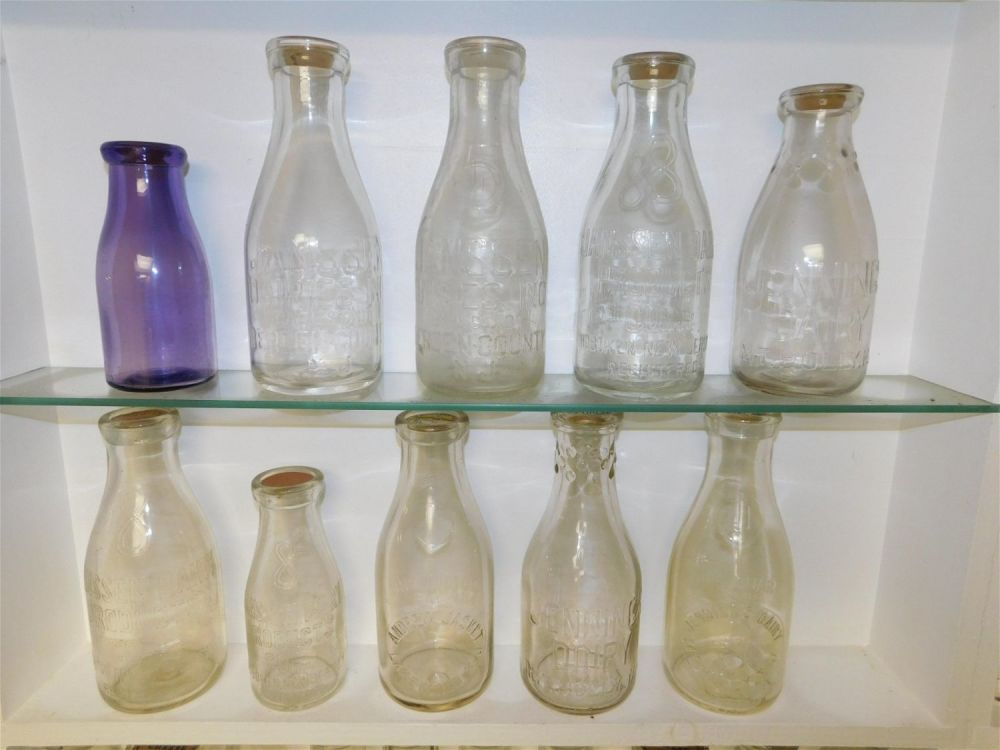 Lot 239: Lot of 10 NJ Dairy Bottles
