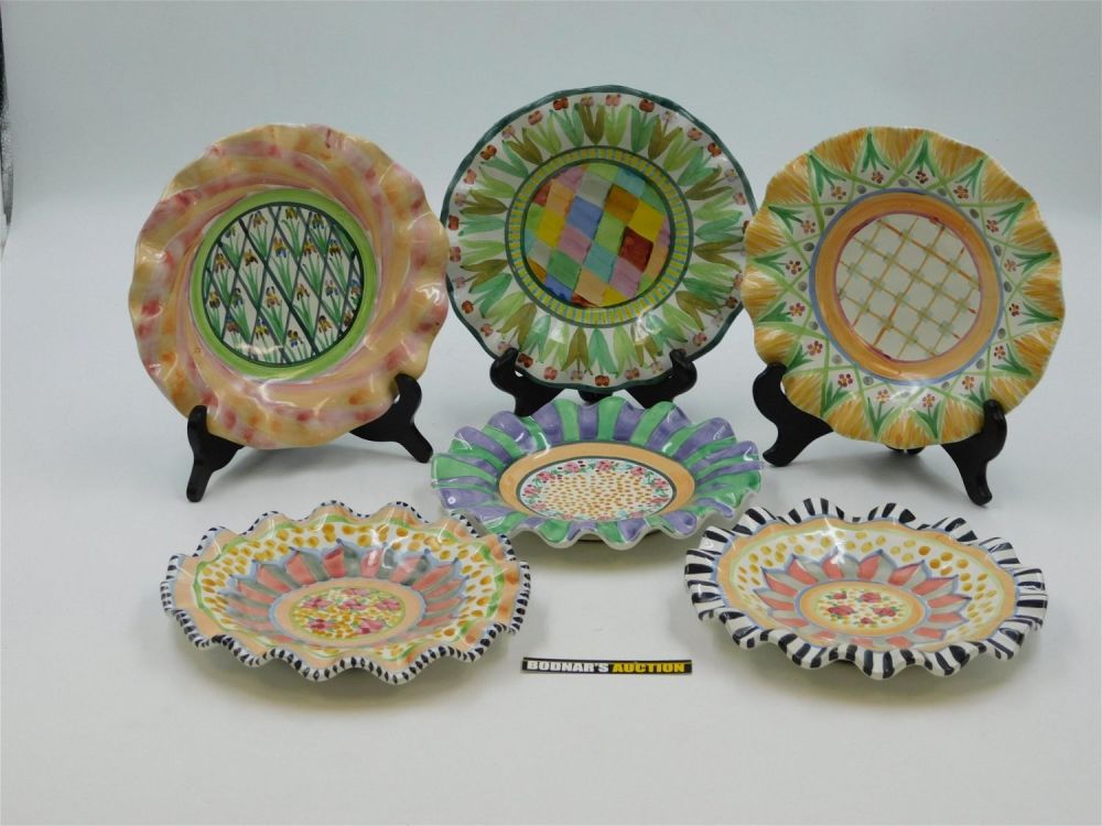 Lot 164: Lot of 6 Mackenzie-Childs Fluted Luncheon Plates