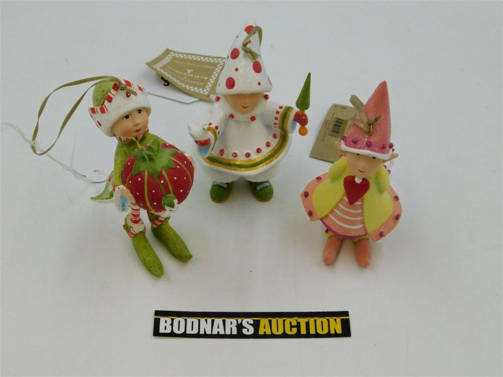 Lot 168: Lot of 3 Patience Brewster by Mackenzie-Childs Ornament Elves