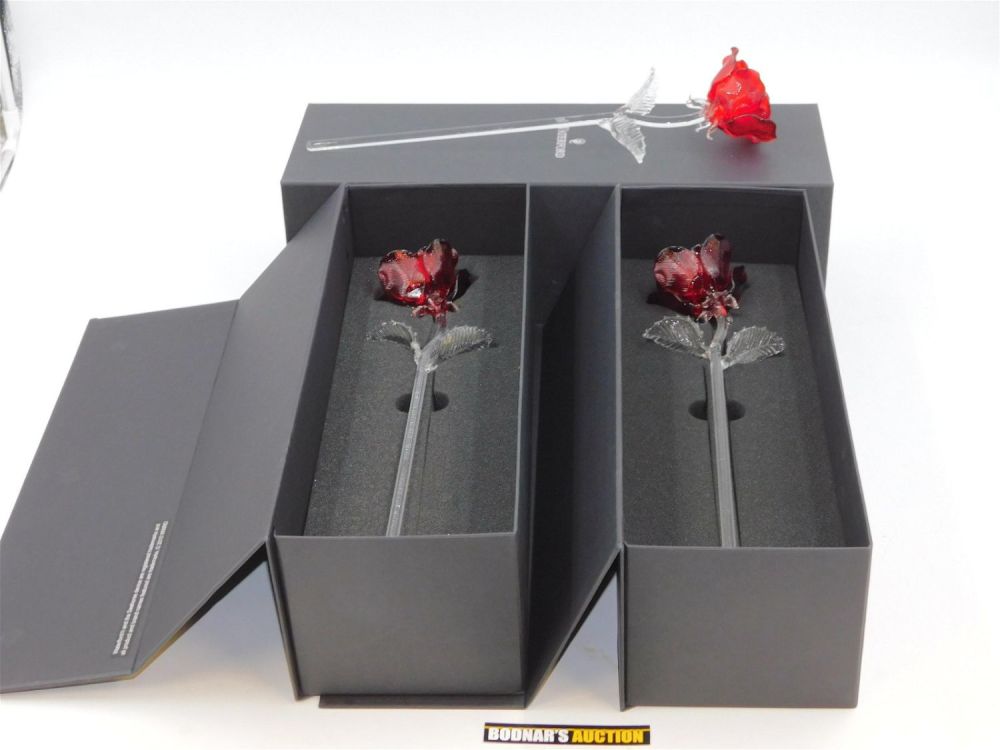 Lot 256: Lot of 3 Waterford Crystal Red Roses