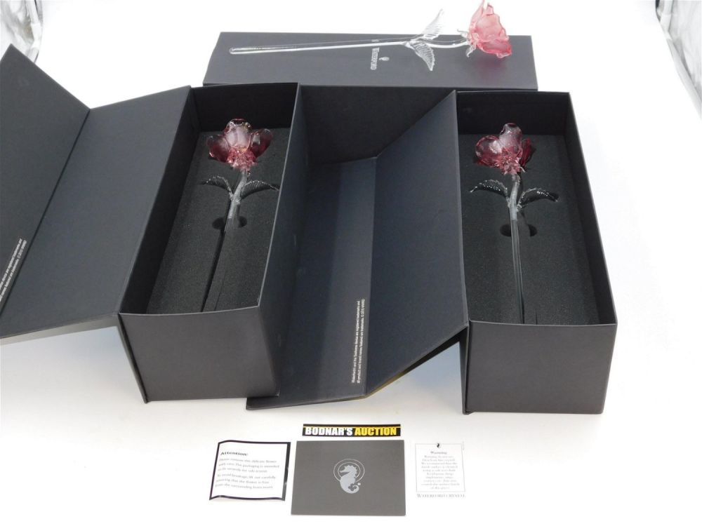 Lot 257: Lot of 3 Waterford Crystal Pink Roses