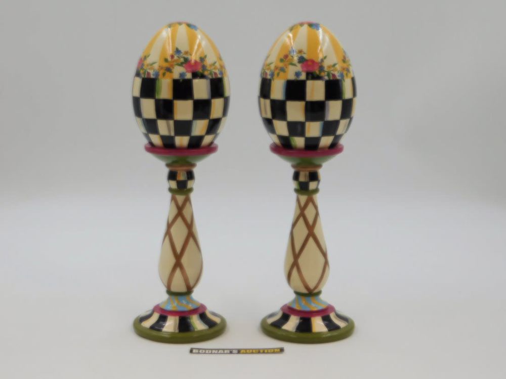 Lot 273: Pair of Mackenzie-Childs Easter Egg Pedestals