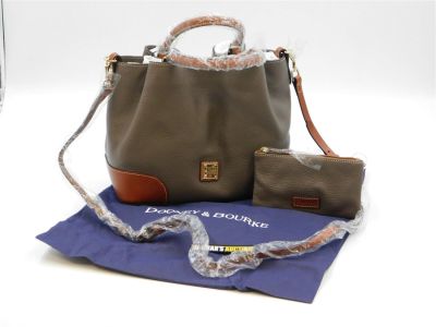 Dooney & Burke Leather Handbag. Dooney &amp; Burke Handbag. Gray and Brown Leather. Comes with 