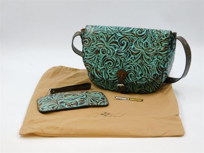 Patricia Nash Leather Crossbody Bag Set. Patricia Nash Blue and Brown Leather Crossbody Bag. 
