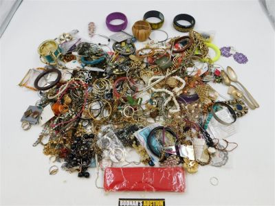 Large Lot of Misc. Costume Jewelry. Contains bangles, Beaded Gold-Tone, Necklaces, and More. 
