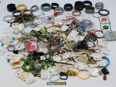Large Lot of Costume Jewelry. Including Earrings on Cards - Mostly Clip, Rings, Necklaces and 