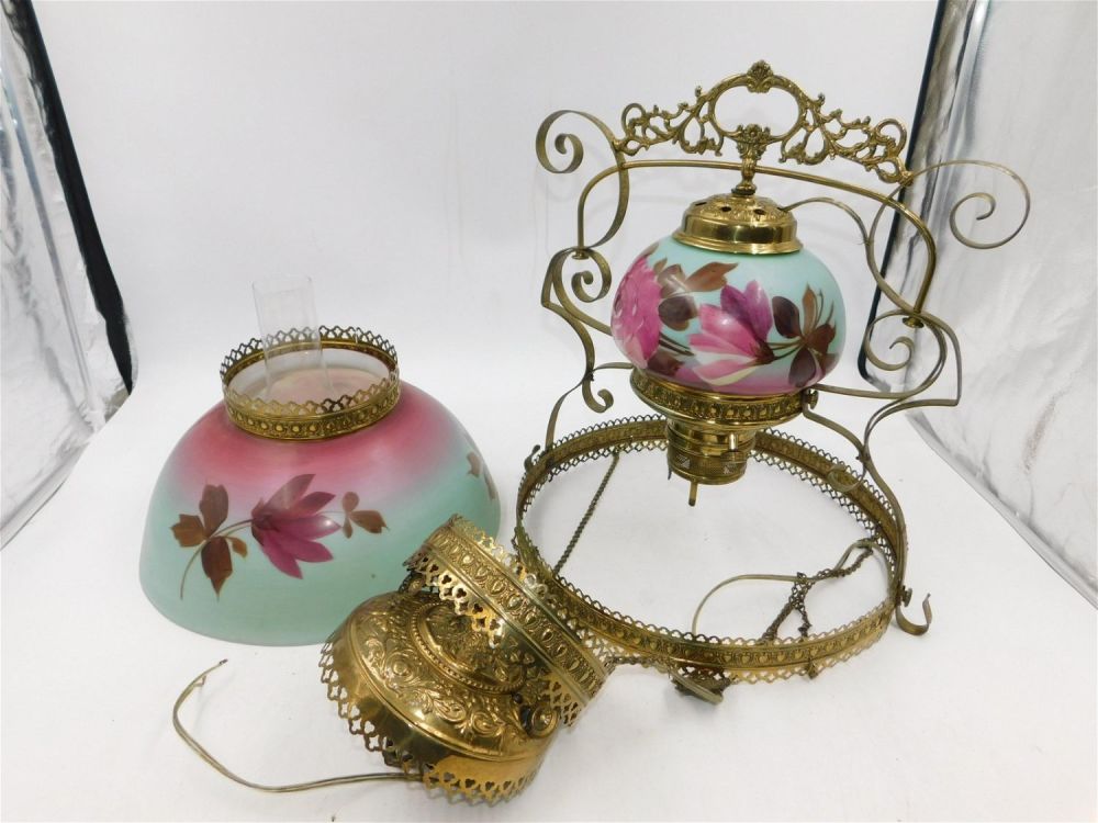 Lot 235: Victorian Style Hanging Chandelier with Paint Decorated